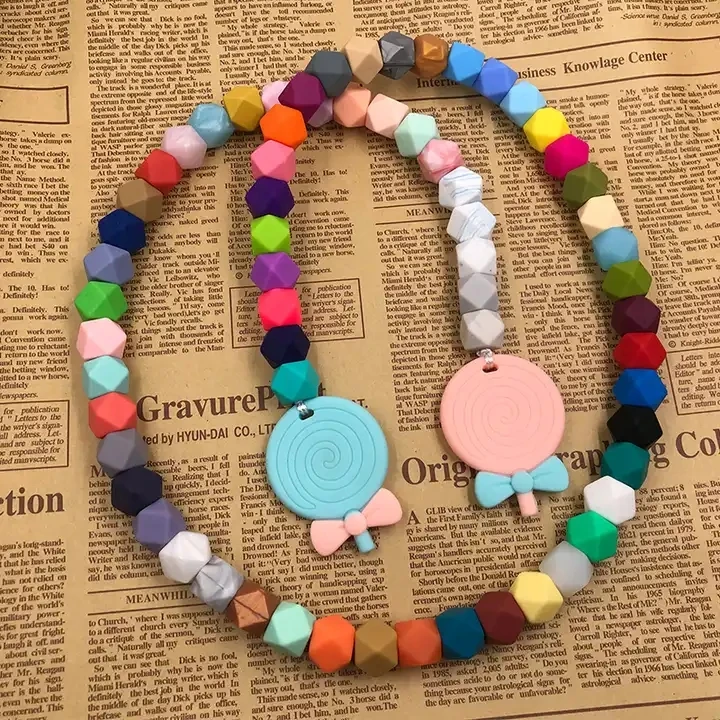 14mm Hexagon Character Letter Wholesale Focal Wristlet Bracelet Teething Keychain Custom Silicone Beads For Pen Jewelry Making