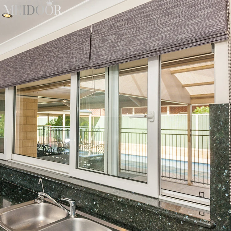 Aluminum Alloy Thermal Break 2 Track Slide Windows Energy Saving Tempered Glass Kitchen Graphic Design Hanging French Wood Crate