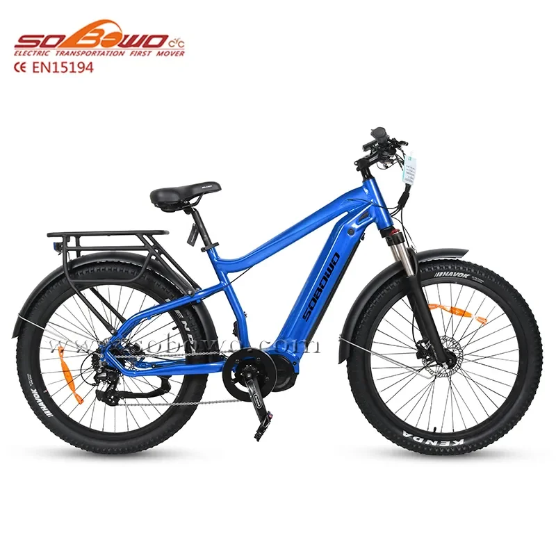 SOBOWO S76 Fat Tire Netual Electric Bike 750W/1000W Bafang Mid Motor M620 Ebike Tektro Hydraulic Brake city fat tire ebike