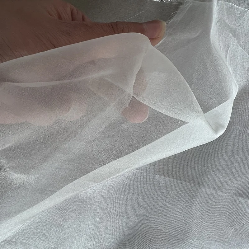 5/6/8mm 100% pure raw silk organza fabric for garment and wedding dress width 140cm, provide dye color and digital print service