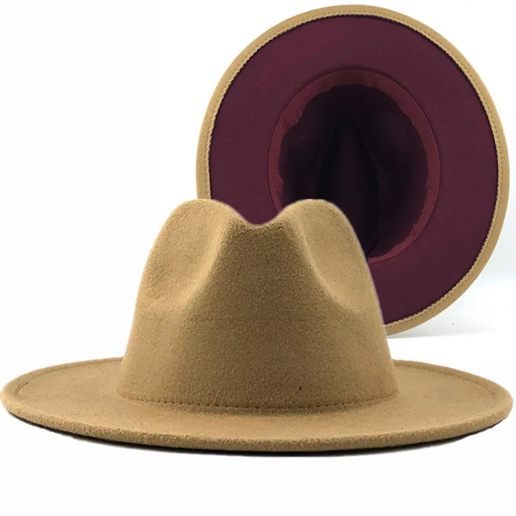 Polyester Cotton Vegan Material Two Tone Colour  Fedora Hat for Women Men Party Show Fashion Dress