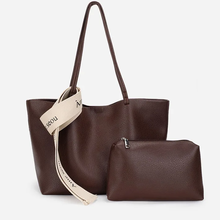 Women fashion shoulder bag leather Burgundy shopping tote bag designer handbags wholesale handbag set