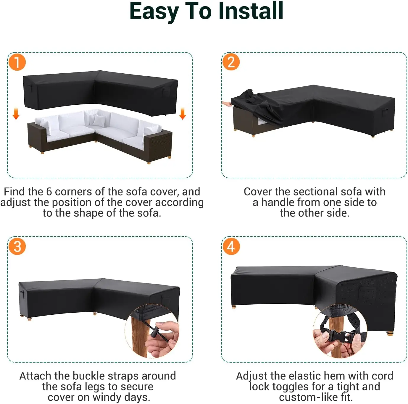 patio 420d oxford Waterproof Outdoor Furniture Cover for L Shape Corner Settee Protector Garden Sofa Cover