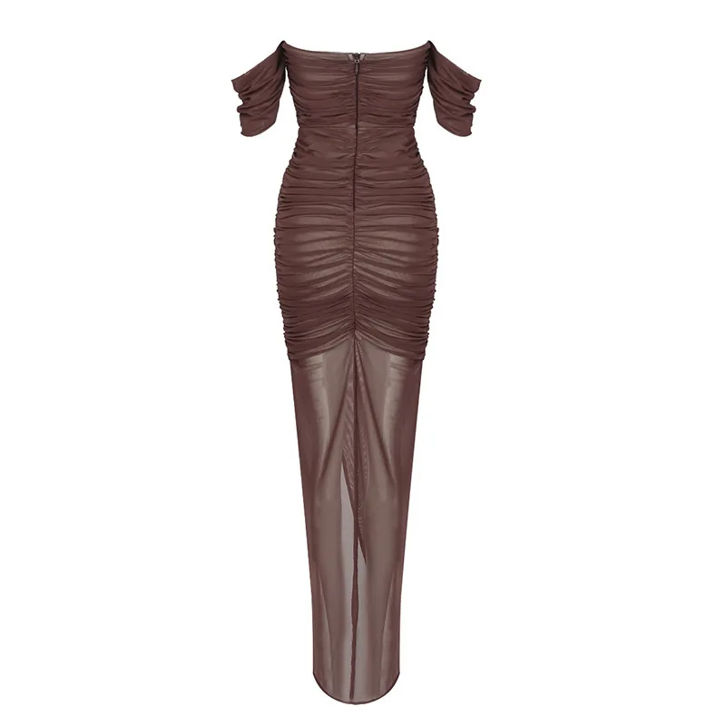 Hot Style Trailing Tail Off Shoulder Ruffles Dress Floor length Lady Party Dresses Evening Mermaid Dress