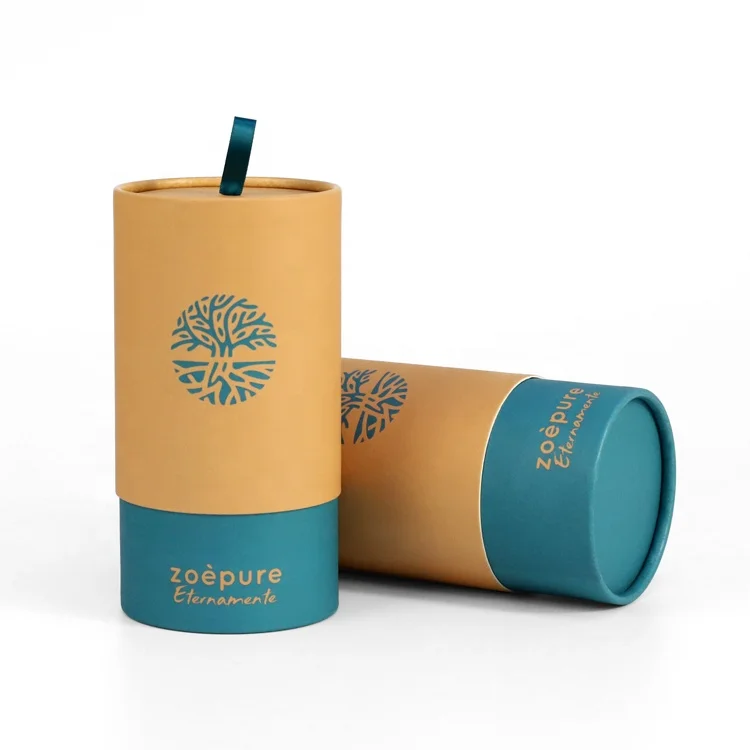 Manufacturer bath salt cosmetic toy gift packaging box recycled kraft cylinder cardboard paper tube with silk handle