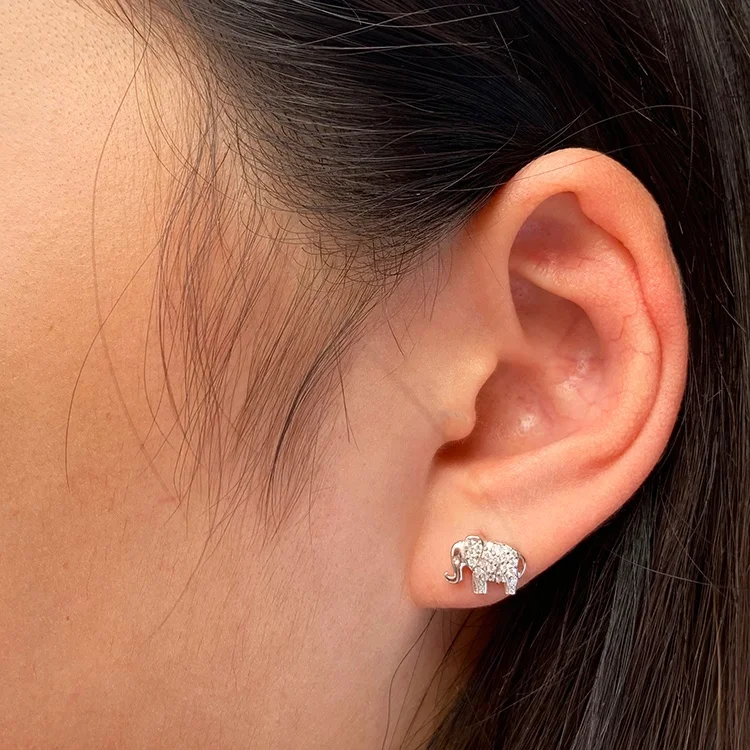 Animal Design Women Jewelry 925 Sterling Silver Elephant Stud Earrings New Fashion High Quality