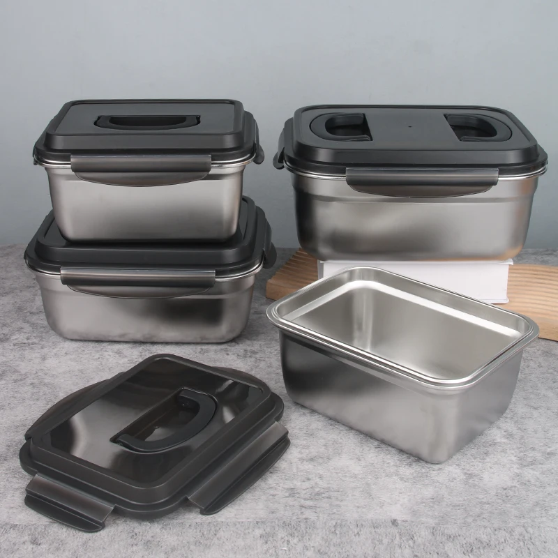 Hongyuan Large Capacity Airtight Stainless Steel Leakproof Food Storage Container Box Set With Lock Lid Bento Box Container