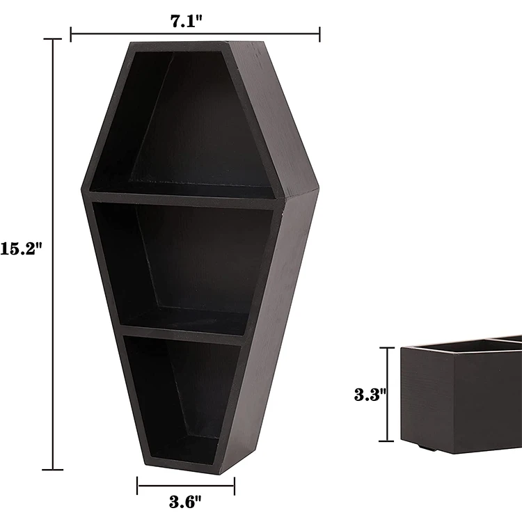 Лидер продаж, деревенский черный гроб, жуткий Готический настенный или настольный декор, домашняя плавающая деревянная полка