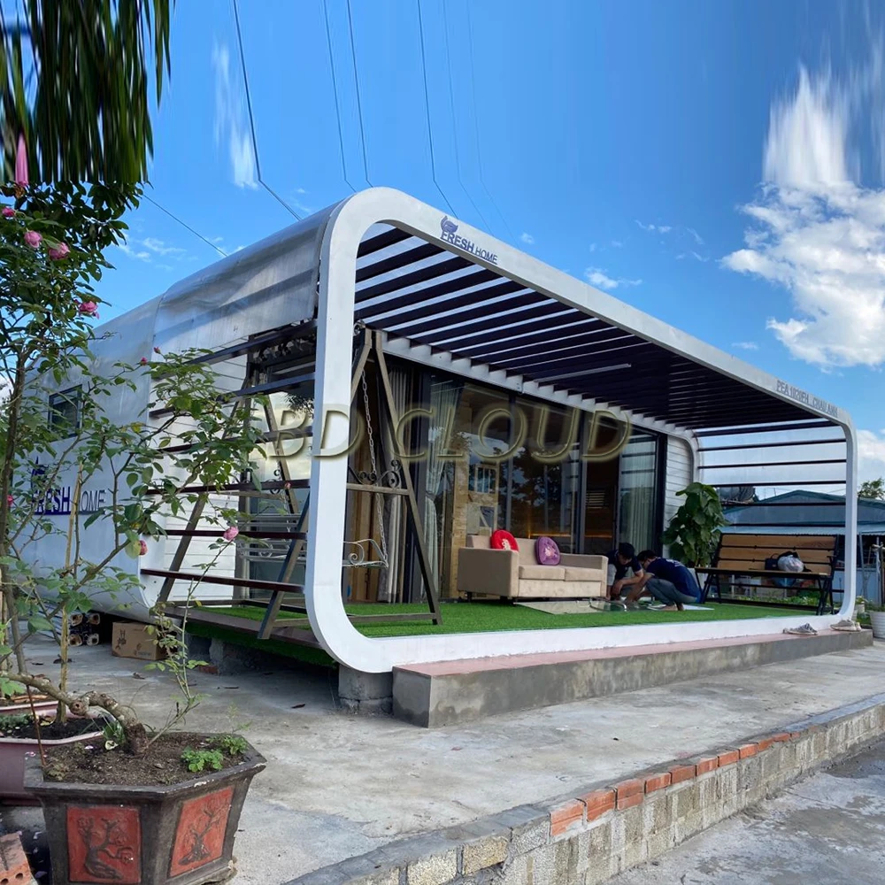 Modern Style Outdoor Cabin 1-Year Warranty Steel and Wood House for Apple Use