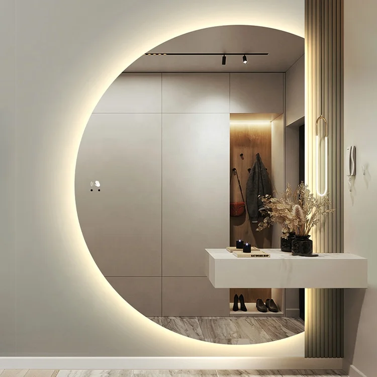 Half moon designers full led lighted wall bathroom decorative mirrors