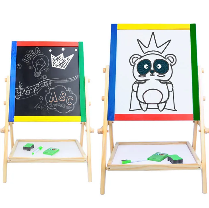 Мольберт с регулируемой высотой и магнитной черной доской для детей