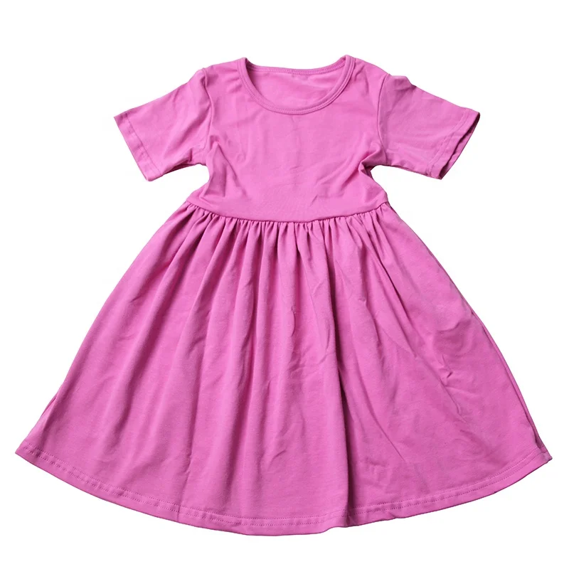 Yulan Wholesale High Quality Kids Girls Short Sleeve Dress Comfortable and Soft Cotton Clothes Summer Girls Dress