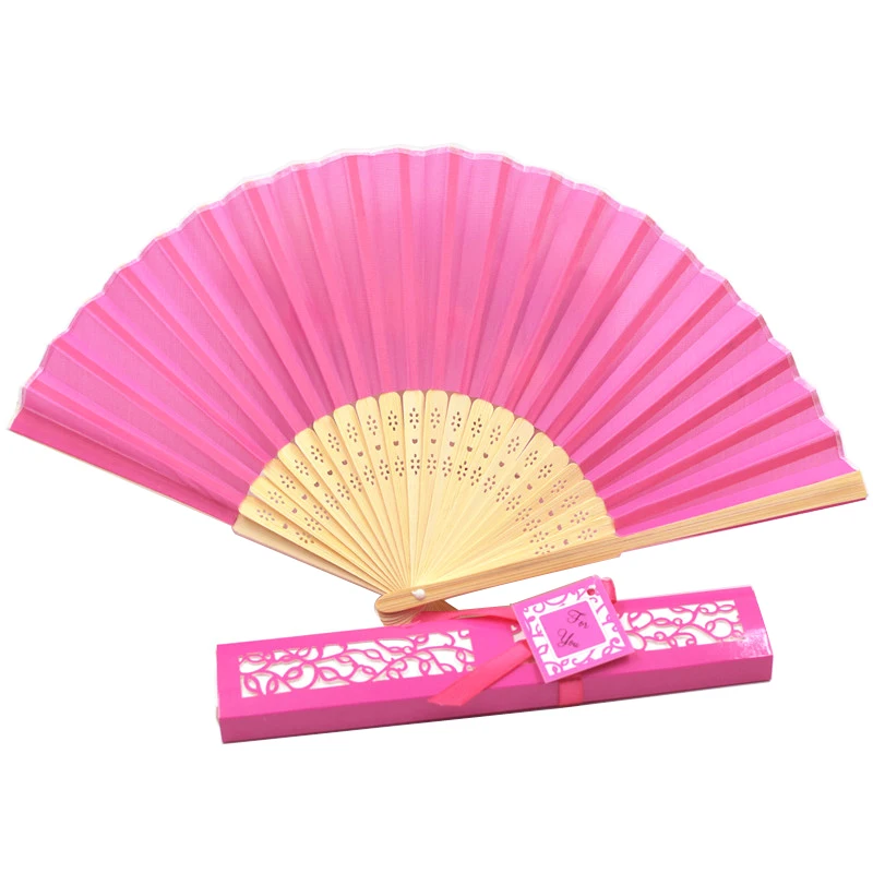 personalized  wedding favor bamboo silk folding fans with different colors available