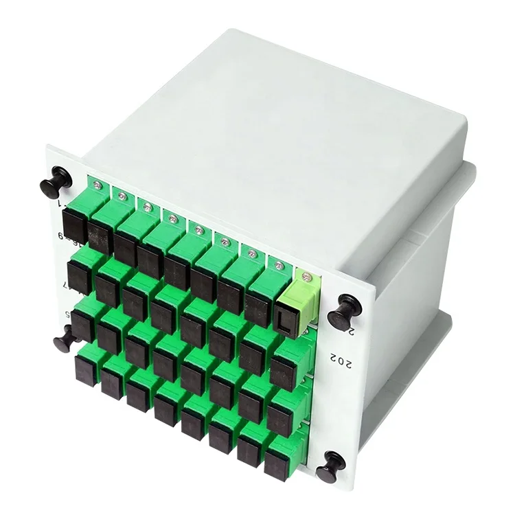 Ftth Optical Equipment Fiber Optical 1x32 SC/ APC PLC LGX ABS Cassette Box Type Splitter for Fiber Joint Closure