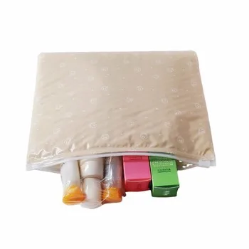 Застежка-молния на молнии прозрачный розовый ПВХ мешок, ПВХ косметический мешок с пузырчатой сумкой