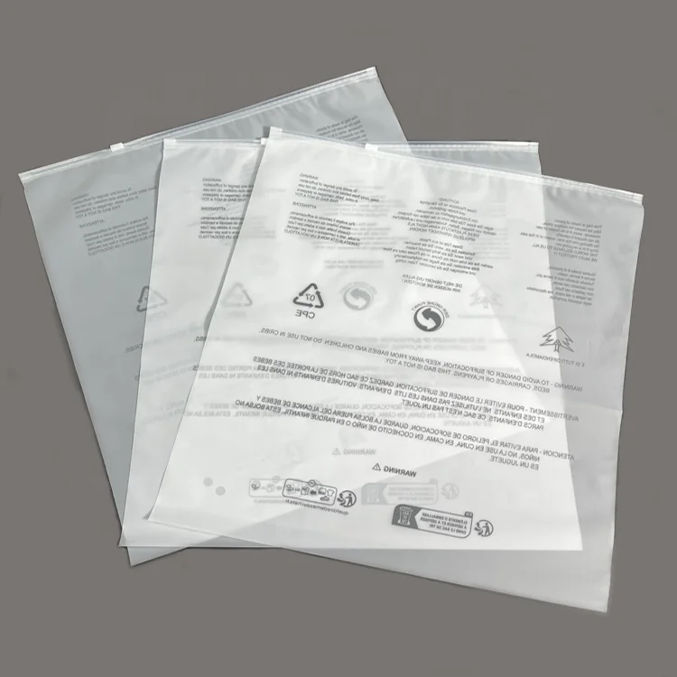 Warning In Stock Custom Clothing Bag Manufacturer Frosted Plastic Packaging Zipper Clothes polybags for clothing