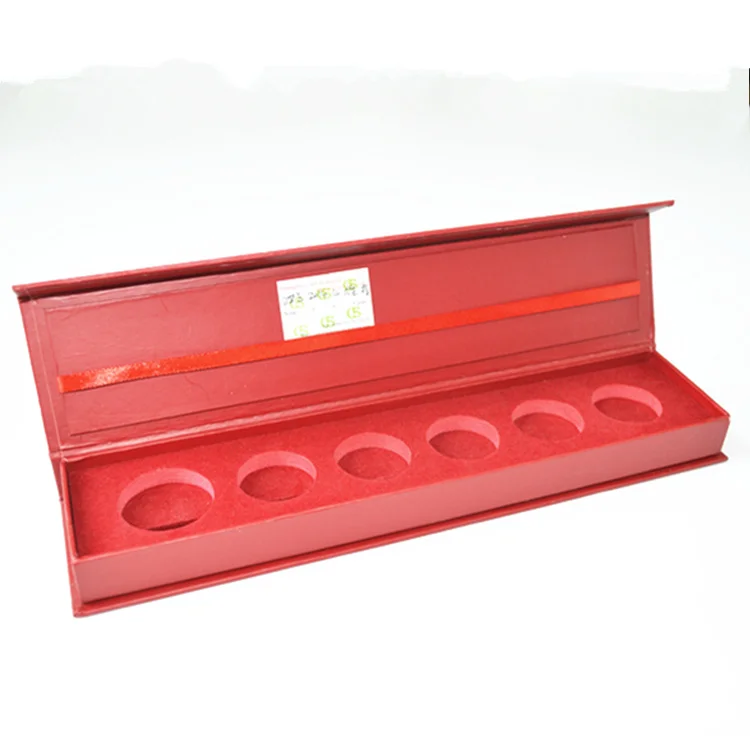 Magnet closure printing glossy lamination hot stamping logo special coin packing paper box with eva holes