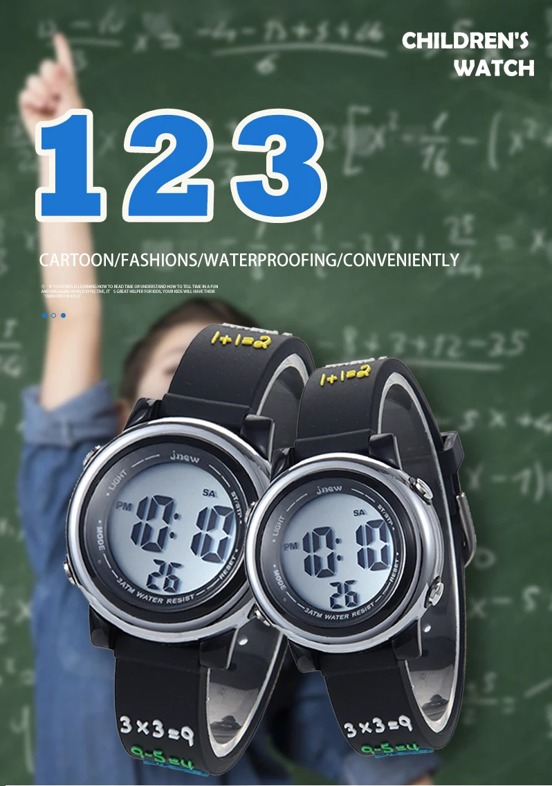 China Sport Electronic LED Light Watch Kids Waterproof Luminous Shock Resistant Buckle Clasp Power Reserve Feature Case PC