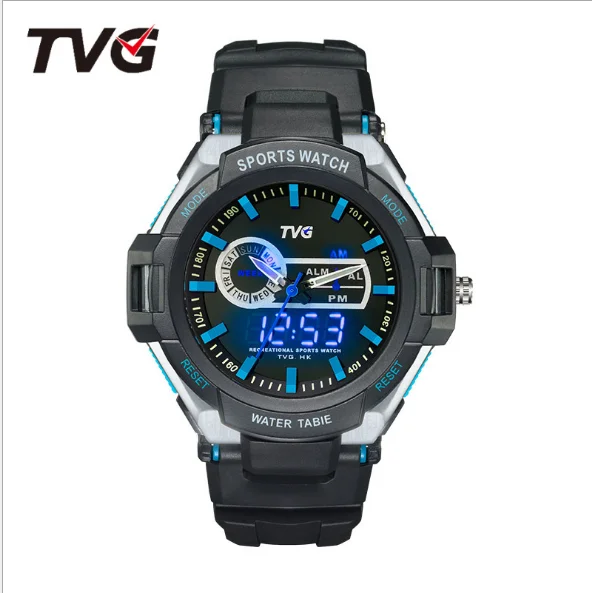 Модные модные мужские цифровые часы унисекс с большим дисплеем и хронографом