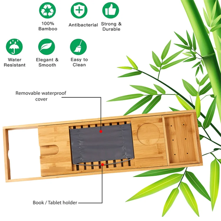 Housewarming Christmas Gift Bathtub Accessories  Bath Caddy Bamboo Bathtub Tray