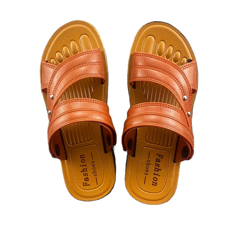 2023 New Model Summer Luxury Leather Mens Sandal Beach Shoes Outdoor Sport Comfort Casual Cattlehide Thong Slippers Sandals Men