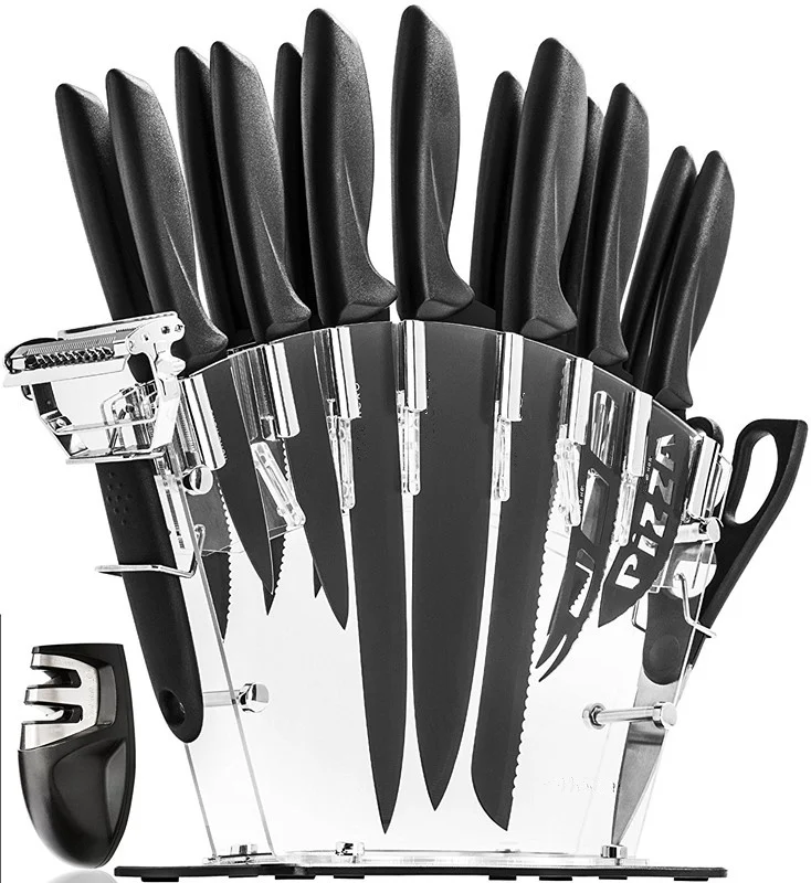 
17 Piece High Quality Carbon Stainless Steel Kitchen Knife Set with Sharpener Knife Set with Block 