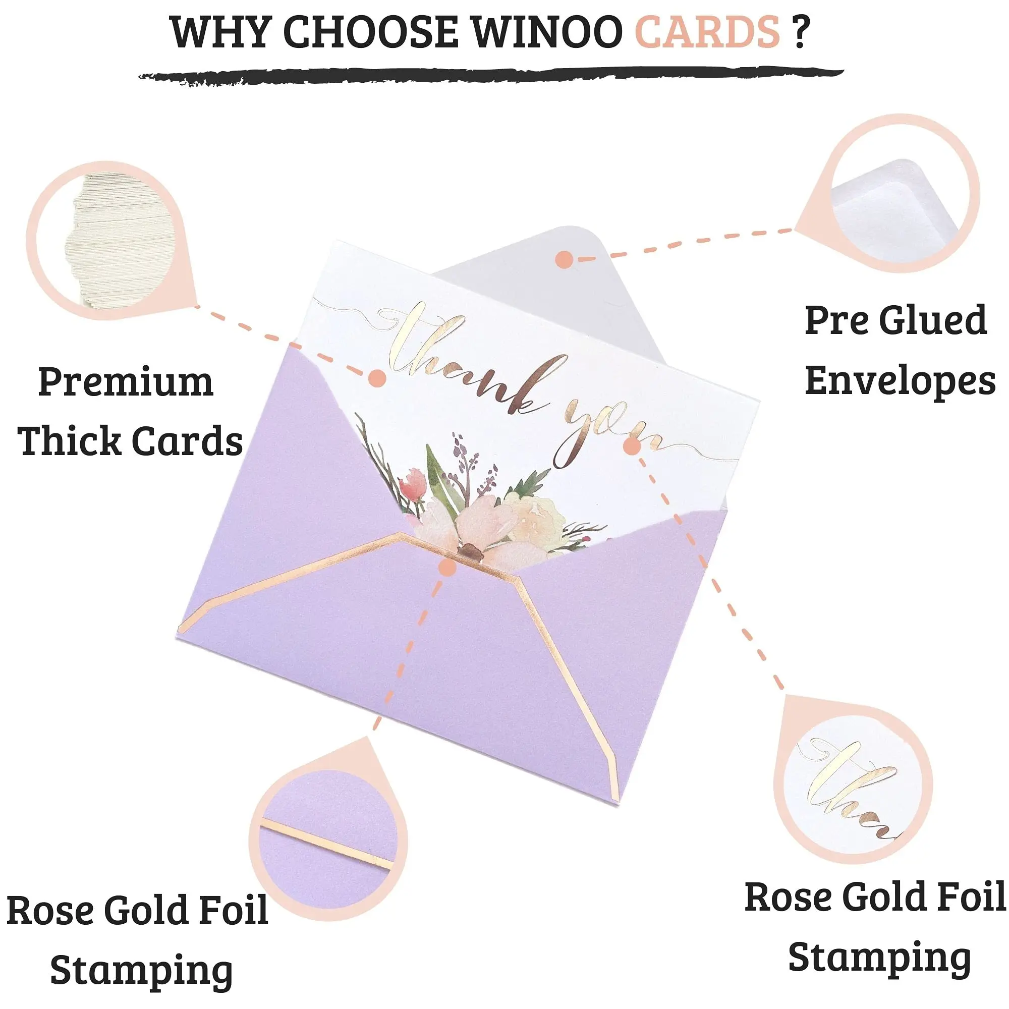 Custom Blank A7 A9 5x7 Mailing purple gold thank you card Invitation Wedding Self Seal Kraft paper Envelope with thank you card