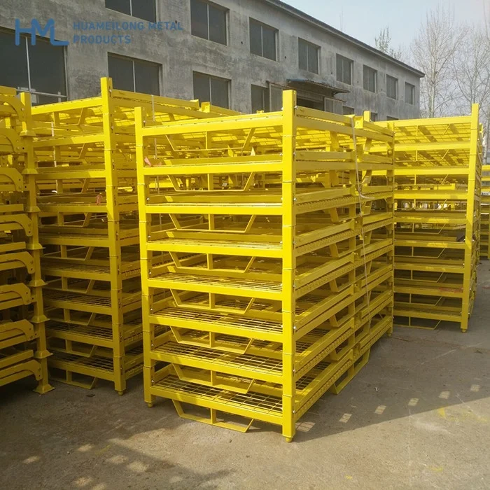 Warehouse heavy duty forklift powder coating stacking storage collapsible tire rack