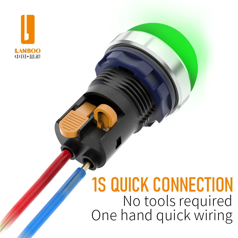 LANBOO 22SA1 Series Flat Head/Ball Head Red Green Blue Yellow White LED Signal Lamp