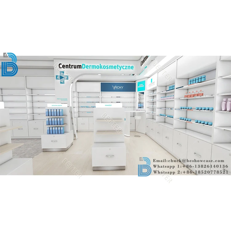 Стеклянные полки для аптечного магазина