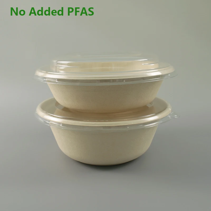 No Added Pfas Custom 30 36Oz Eco-Friendly Sustainable Bagasse Round Rectangular Salad Bowl