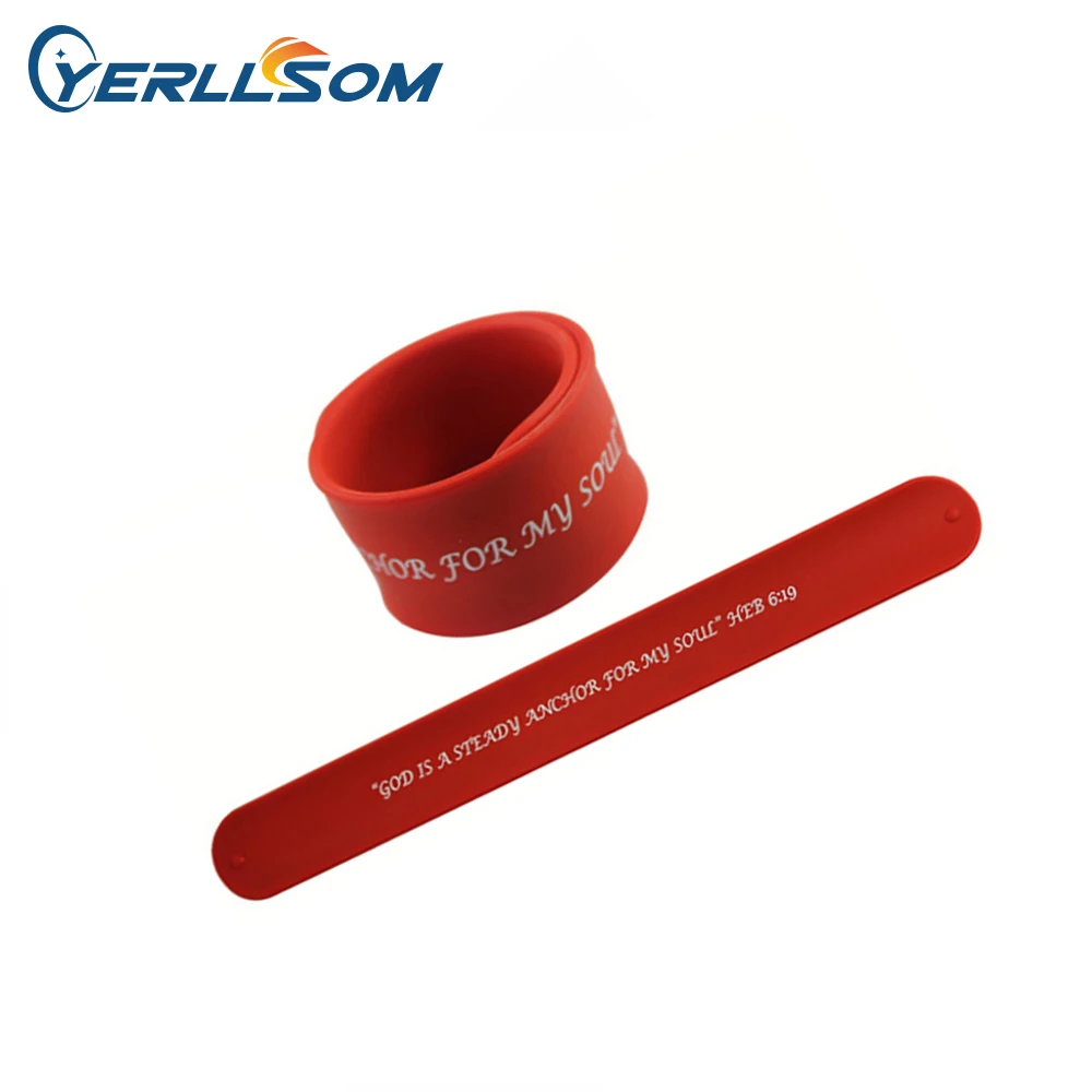 Wholesale Assorted Colors Personalized Screen Printing Custom Silicone Slap Bracelet