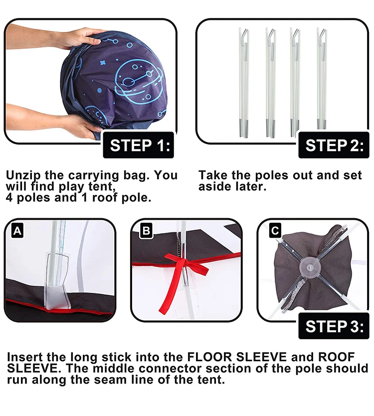 White rocket boys and  girls Castle style children kids play tent