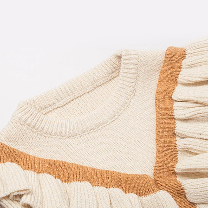 
Wholesale latest new lovely children clothes comfortable cotton tops cute ruffle girls stylish knitted pullover sweater 