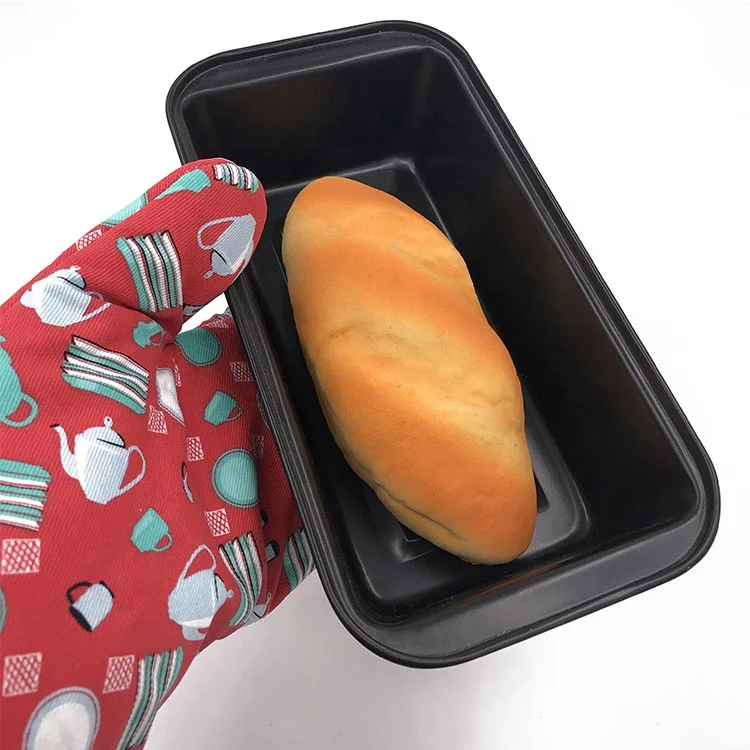 Factory Customized Pattern Cotton Oven Mitts Kitchen Insulation Gloves Red