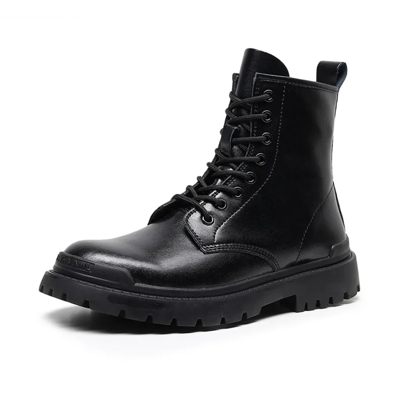 Wholesale High-top Waterproof Casual Shoes Size 36-45 Winter Black Ankle 8 Eyes Motorcycle Chukka Boot Men Leather Martens Boots