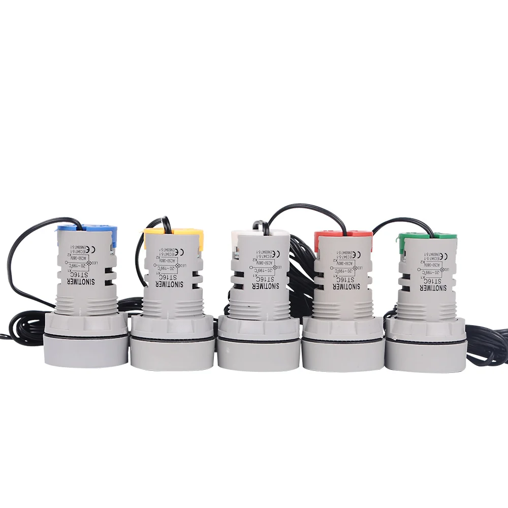 Круглый маленький мини-термометр со светодиодным индикатором, 22 мм, цифровой измеритель температуры, 50-380 В переменного тока, 220-20-°C, с датчиком 1 м