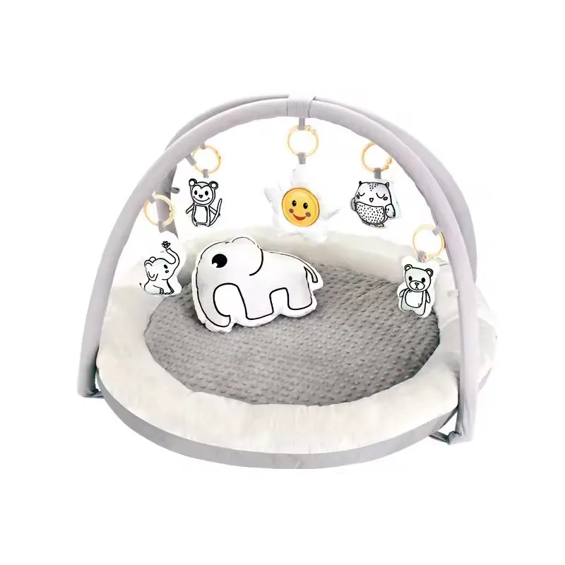 Hot selling CE Premium Cotton Crawl Mat with Music Play Mat Toddler round game mat for kids and Newborn baby