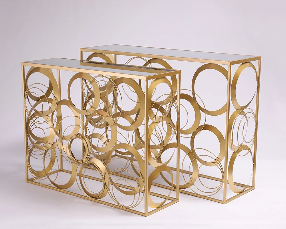 Luxury round table frame style metal wall table control corner table