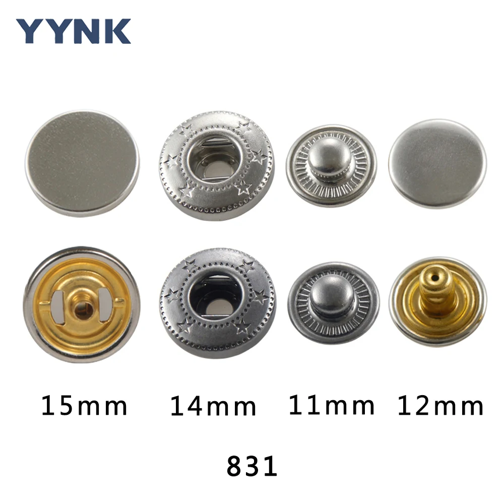 20 Years Metal Snap Button Factory 15MM Custom Brass Spring 4 Parts Snap Fastener for Garment Accessories