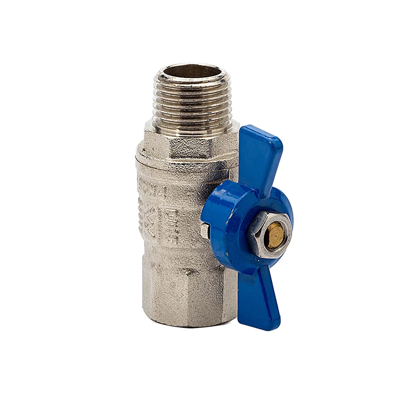 High Quality Blue Aluminium Butterfly Handle Pn 25 Dn15 With Nickle Plating Brass Ball Valve Multi Size Ball Valve