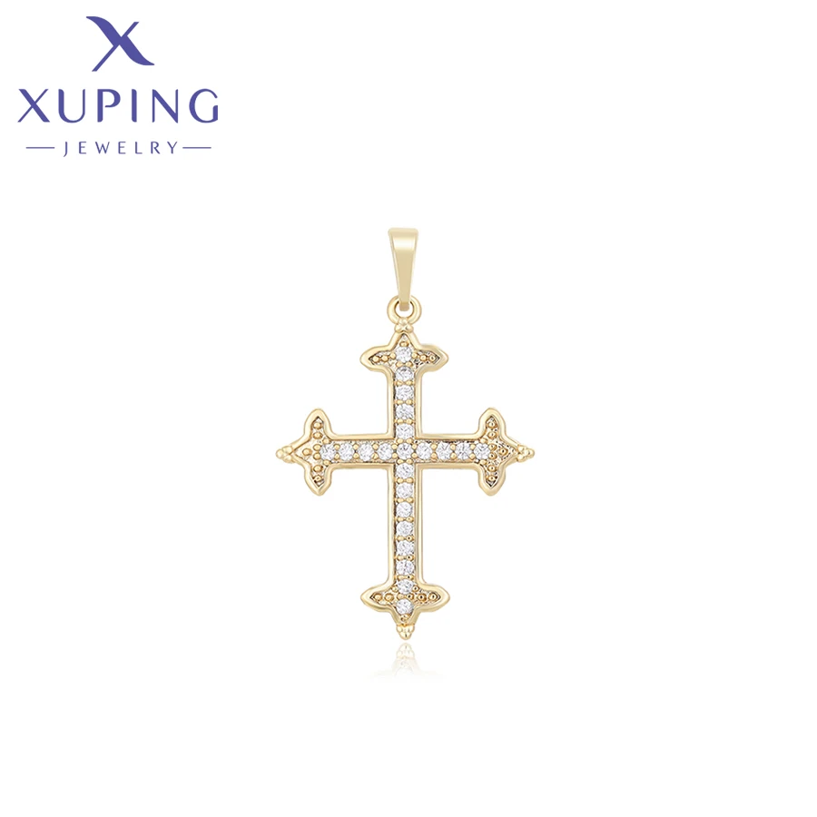 X000720180 xuping Natural Diamond 14K Gold Color Vintage Car Pendant Hanging Cross Penda Elegant Fashion Simple Designer Pendant