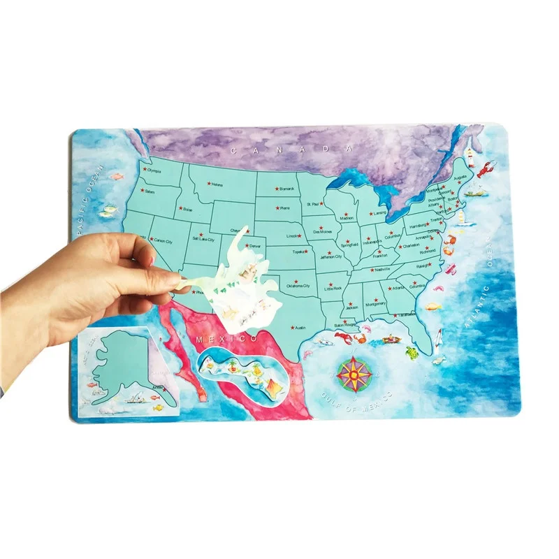 Maghard Customized made fancy American magnetic map puzzle for kids school education