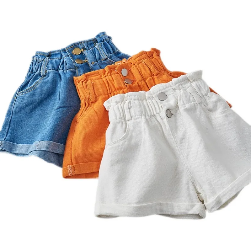 Q4401 Cheap Young Girls Summer Hot Pants denim shorts candy Button  High Waist Casual Mini Short Jeans