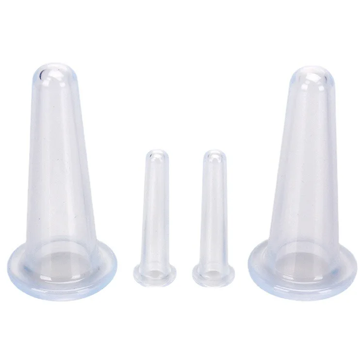 Custom Logo 4pcs Vacuum Silicone Facial Cupping Set Cupping Therapy Massager Hijama Cupping Cups Therapy Massager Sets