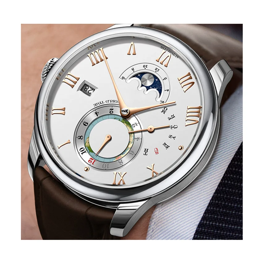 Мужские механические наручные часы с календарём, корпус из нержавеющей стали под заказ