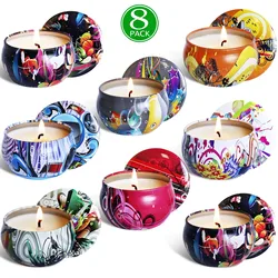 Amazon Hot Sell Soy Scented Candle In Tin Box Gift Set Of 8