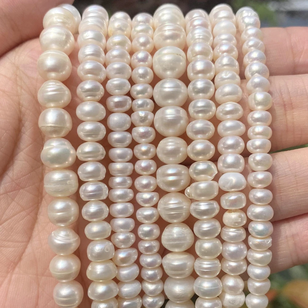 5-6mm 6-7mm 7-8mm 8-9mm High Quality Flat Shape Natural Freshwater Pearl Beads For Jewelry Making DIY