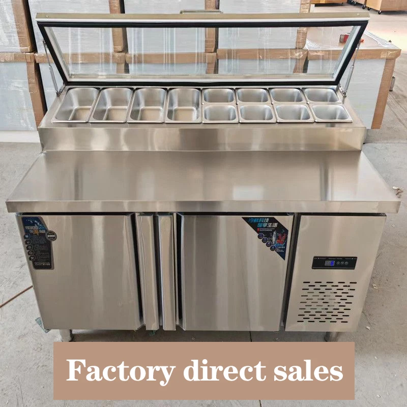 Pizza House 2-Door Prep Station Double-Temperature Compressor Pizza Making Refrigerator with 3-Door Style for Chillers