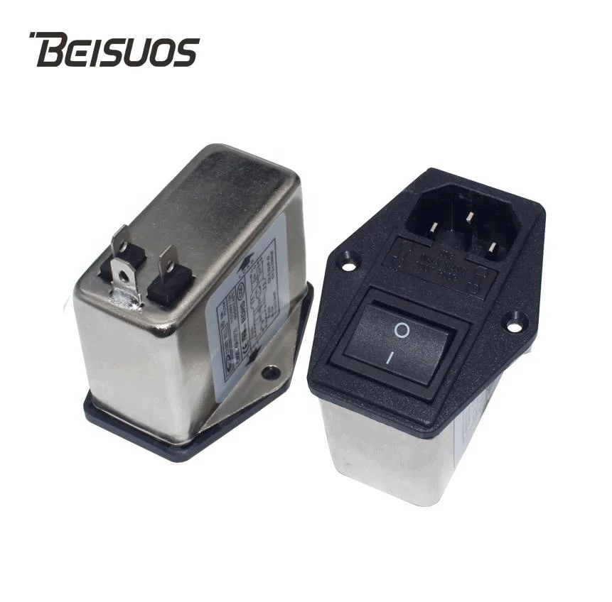 Винтовой монтаж IEC C14 AC socket 10A EMI filter double fuse с переключателем